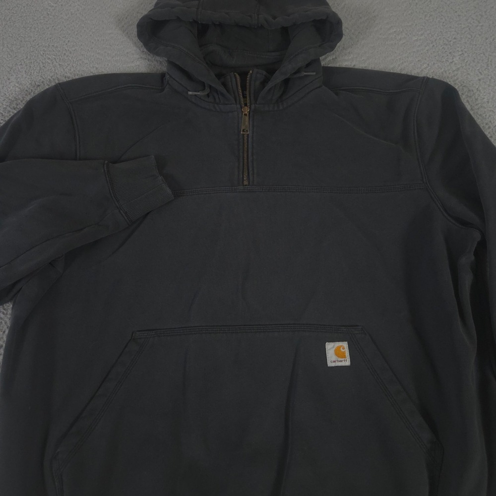 Carhartt Sweatshirt Mens 3XL Black Paxton Rain Defender 1/4 Zip Hoodie Heavy